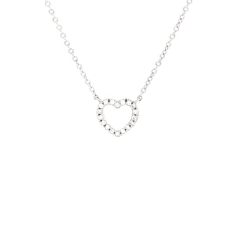 Tiffany & Co. Metro Heart Pendant Necklace 18K White Gold and Diamonds Mini