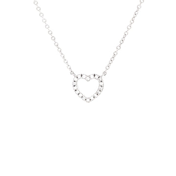 Tiffany & Co. Metro Heart Pendant Necklace 18K White Gold and Diamonds Mini