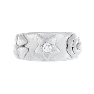Chanel 3 Symbols Ring 18K White Gold with Diamond