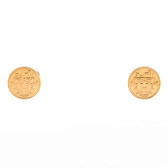 Hermes Ex-Libris Stud Earrings 18K Rose Gold XS