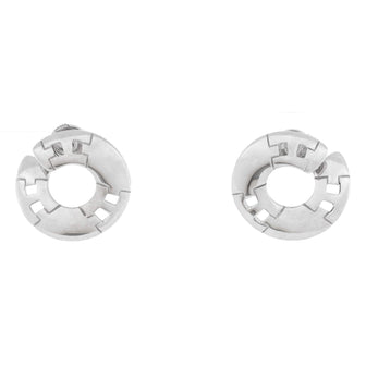 Hermes H Huggie Earrings 18K White Gold