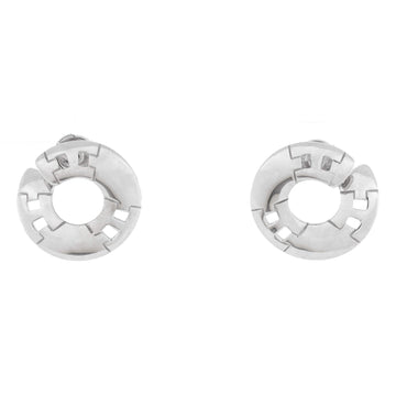 Hermes H Huggie Earrings 18K White Gold