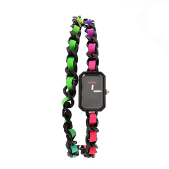 Chanel Premiere Rock Triple Row Quartz Watch Stainless Steel and Multicolor Leather 16