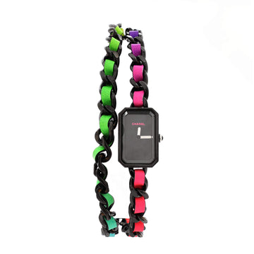 Chanel Premiere Rock Triple Row Quartz Watch Stainless Steel and Multicolor Leather 16