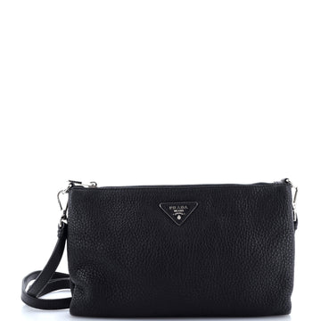 Prada Flat Zip Crossbody Bag Vitello Daino Mini