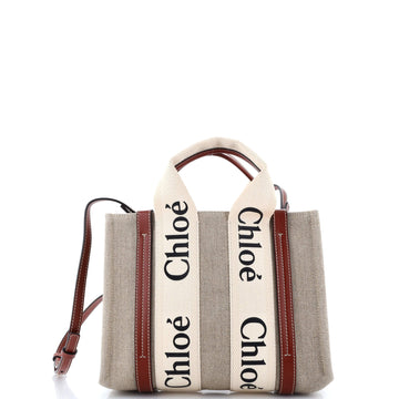 Chloe Woody Convertible Tote Canvas with Leather Small