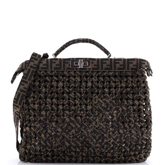 Fendi Peekaboo Bag Woven Zucca Canvas Medium