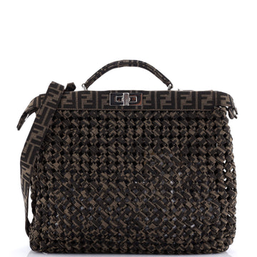 Fendi Peekaboo Bag Woven Zucca Canvas Medium