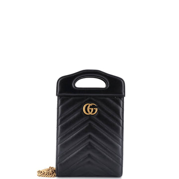 Gucci GG Marmont Top Handle Convertible Chain Tote Matelasse Leather Mini