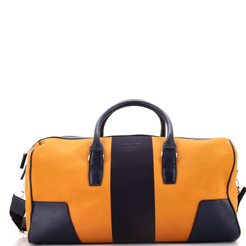 Christian Dior Homme Convertible Duffle Bag Canvas and Leather Stripe Canvas and Leather Large