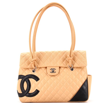 Chanel Cambon Flap Tote Quilted Leather Large