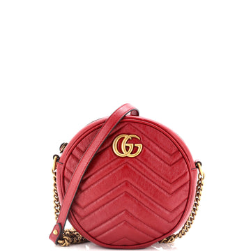 Gucci GG Marmont Round Shoulder Bag Matelasse Leather Mini