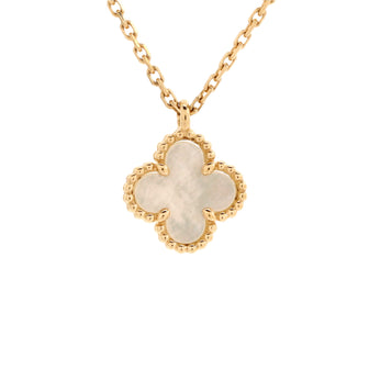 Van Cleef & Arpels Sweet Alhambra Pendant Necklace 18K Yellow Gold and Mother of Pearl