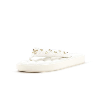 Chanel Women's Charm Padded Thong Sandals Quilted Lambskin