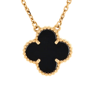 Van Cleef & Arpels Vintage Alhambra Pendant Necklace 18K Yellow Gold and Onyx