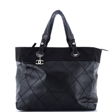 Chanel Biarritz Tote Quilted Coated Canvas Large