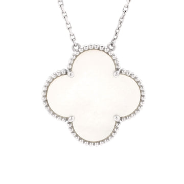 Van Cleef & Arpels Magic Alhambra Pendant Necklace 18K White Gold and Mother of Pearl