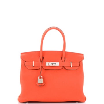 Hermes Birkin Handbag Orange Togo with Palladium Hardware 30