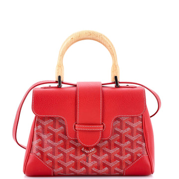 Goyard Saigon Top Handle Bag Coated Canvas with Leather Mini