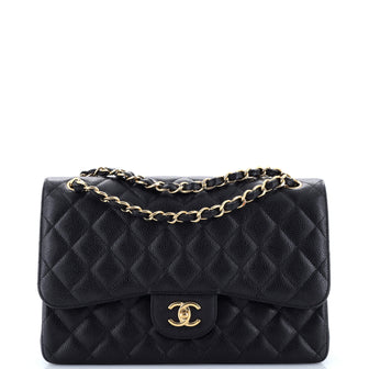 Chanel Classic Double Flap Bag Quilted Caviar Jumbo