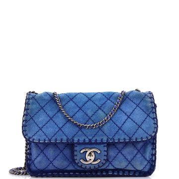 Chanel Stitched Flap Bag Quilted Suede Medium