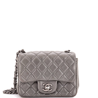 Chanel Square Classic Single Flap Bag Quilted Metallic Lambskin Mini