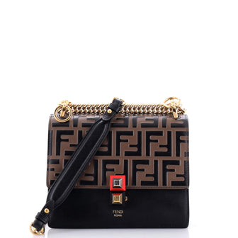 Fendi Kan I Bag Zucca Embossed Leather Small