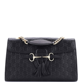 Gucci Emily Chain Flap Bag Guccissima Leather Medium