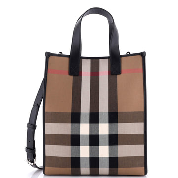 Burberry Book Tote Check E-Canvas Medium
