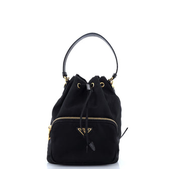 Prada Duet Drawstring Bucket Bag Tessuto Small