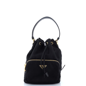Prada Duet Drawstring Bucket Bag Tessuto Small