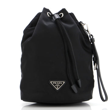 Prada Drawstring Wristlet Bucket Bag Tessuto Small
