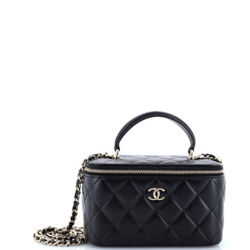 Chanel Classic Top Handle Vanity Case with Chain Quilted Lambskin Small