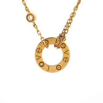 Cartier 2 Diamonds Love Pendant Necklace 18K Yellow Gold and Diamonds