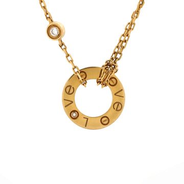 Cartier 2 Diamonds Love Pendant Necklace 18K Yellow Gold and Diamonds