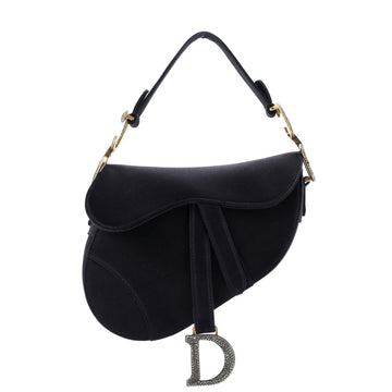 Christian Dior Saddle Handbag Satin with Crystals Mini