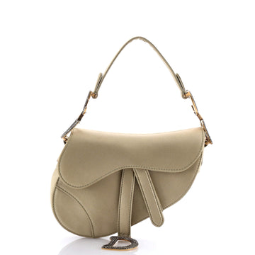 Christian Dior Saddle Handbag Satin with Crystals Mini