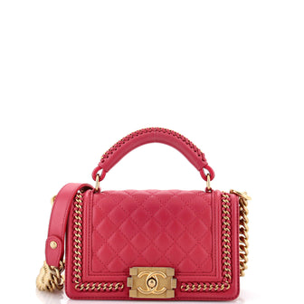 Chanel Chain Handle Boy Flap Bag Quilted Calfskin Small