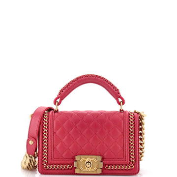 Chanel Chain Handle Boy Flap Bag Quilted Calfskin Small