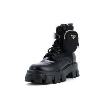 Prada Monolith Combat Boots Leather and Nylon
