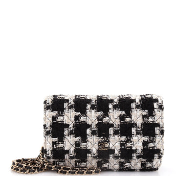 Chanel Wallet on Chain Quilted Houndstooth Tweed and Ribbon