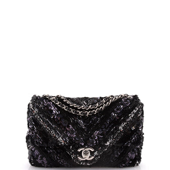 Chanel CC Flap Bag Chevron Sequins Mini