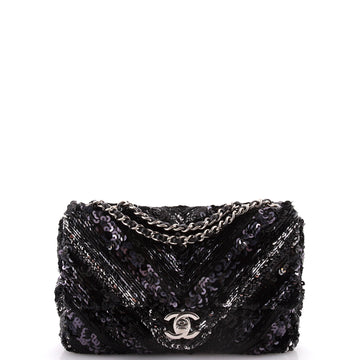 Chanel CC Flap Bag Chevron Sequins Mini