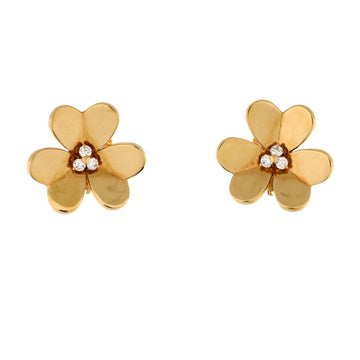 Van Cleef & Arpels Frivole Stud Earrings 18K Yellow Gold with Diamonds Large