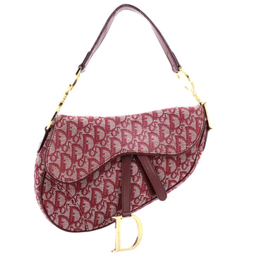 Christian Dior Vintage Saddle Bag Diorissimo Canvas Medium