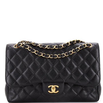 Chanel Classic Double Flap Bag Quilted Caviar Jumbo