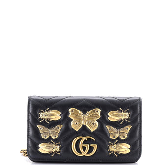 Gucci GG Marmont Chain Flap Bag Embellished Matelasse Leather Mini