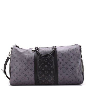 Louis Vuitton Keepall Bandouliere Bag Reverse Monogram Eclipse Canvas 50