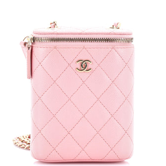 Chanel Vertical Classic Vanity Case with Chain Quilted Caviar Small
