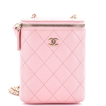 Chanel Vertical Classic Vanity Case with Chain Quilted Caviar Small